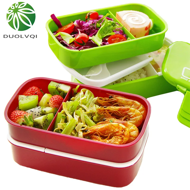 

Duolvqi Three Layers Microwave Lunch Boxs Food Storage Container Lunch Boxes Dinnerware Useful Kitchen tools