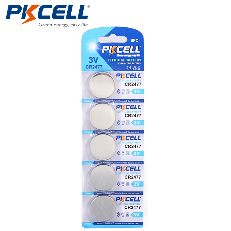 100 шт/20 упаковок PKCELL DL2477 2477 CR2477 3V литиевая батарея для монет часов Часы