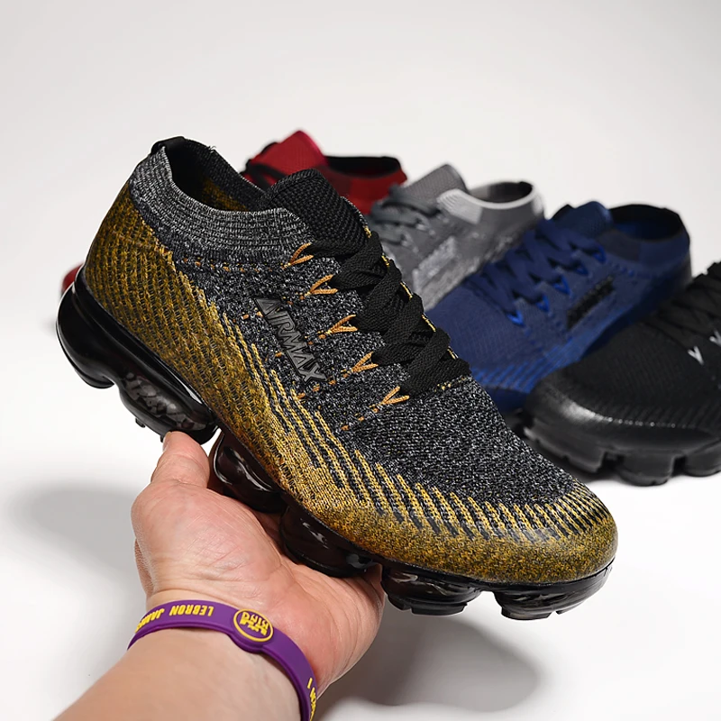 Skup Męskie trampki damskie buty do biegania Air Vapormax _ 2019 oddychające buty max poduszka buty codzienne wykonane z siatki zwiększ wysokość biały czarny