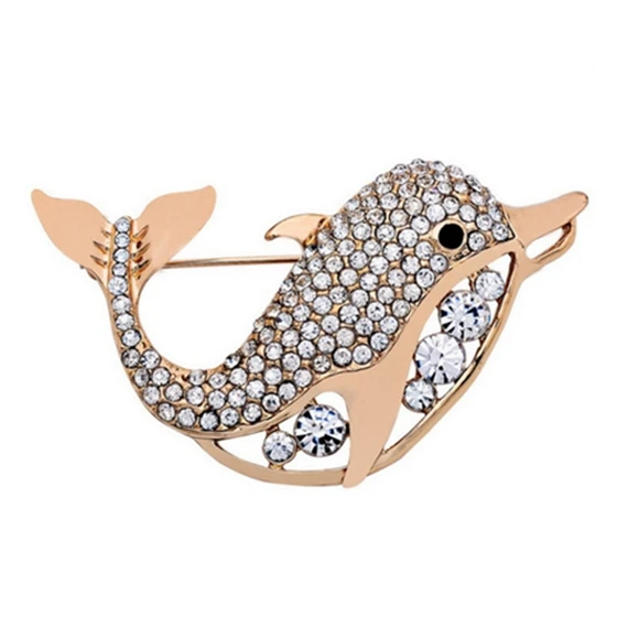 Buy Animal Rhinestone Cartoon Dolphin Pin Brooch Cute