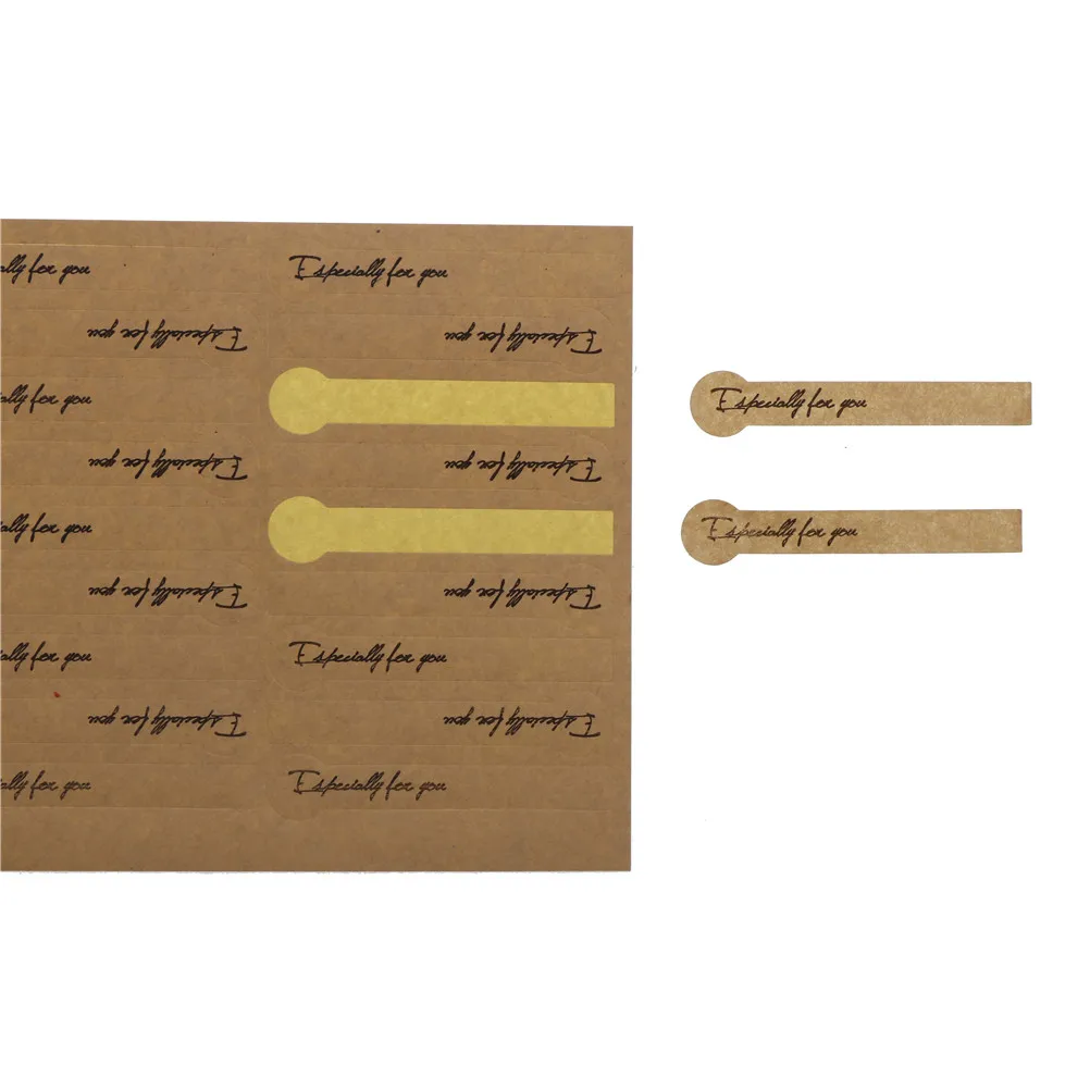 

90Pcs/5Sheet Especially For You Kraft Seal Sticker Long Paper Label Lollipop Shape Paper Sticker DIY Adhesive Gift Paper Sticker