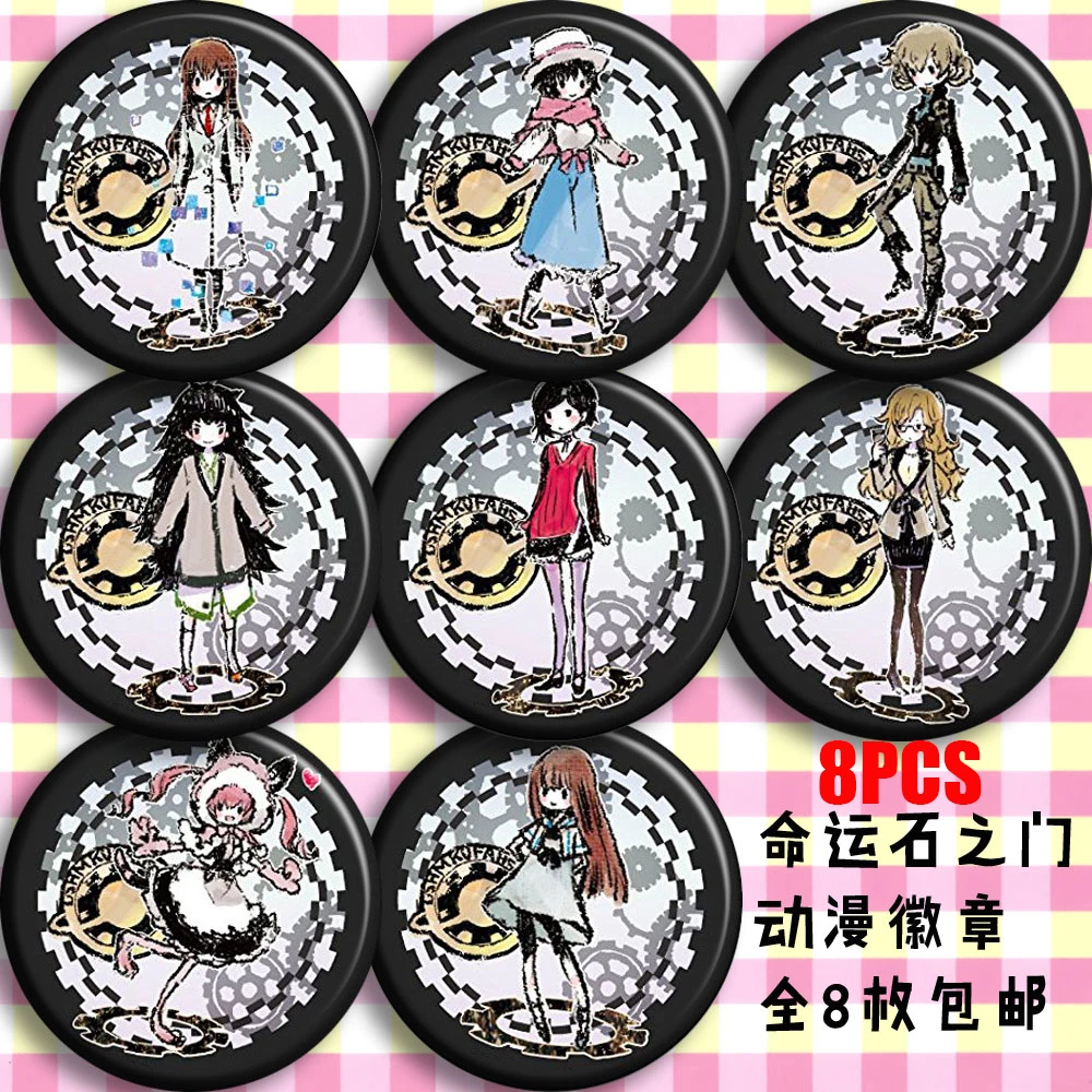 

Japan Anime Steins;Gate Rintaro Okabe Olivia Maeda Cosplay Party Bedge Cartoon Collect Bag Badges For Backpack Button Brooch Pin