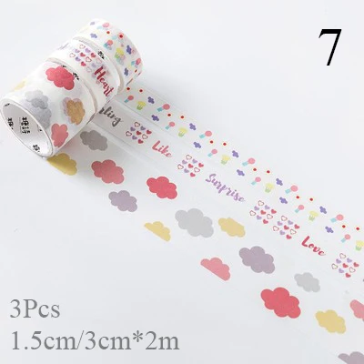 3Pcs Cartoon Fruit Decorative Adhesive Creative Flower Washi Tape Tape Cute Masking Tapes For Kid Scrapbooking DIY Photos Albums - Цвет: 7