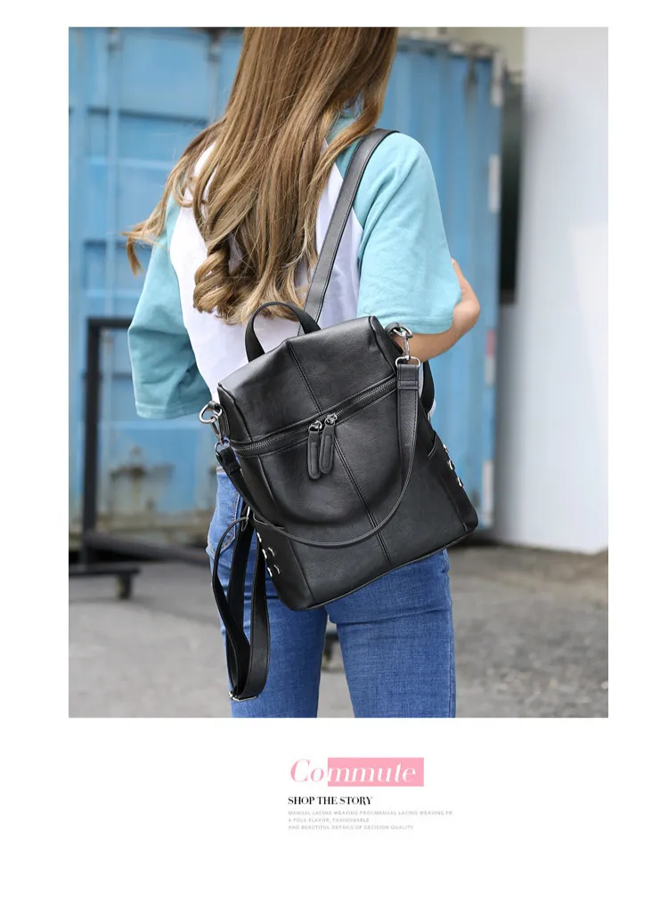 Модный женский рюкзак из искусственной кожи, рюкзаки для молодых девушек, школьные сумки, простой стиль, женская сумка через плечо, женская сумка