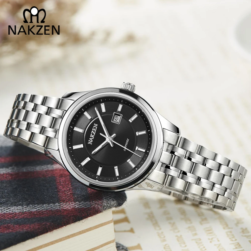 Koop Nieuwe Mode Vrouwen Horloges NAKZEN Luxe Lederen Kalender Waterdicht Quartz Horloge Relojes Mujer 2018 Marca De Lujo Lichtgevende Klok