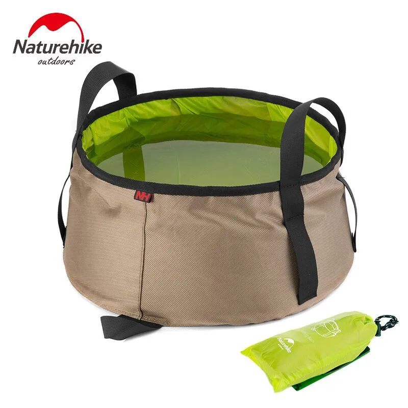 NatureHike 10L умывальник для воды Сверхлегкий портативный Открытый нейлоновый складной мешок для мытья ног для ванной Походное оборудование дорожные наборы - Цвет: Green