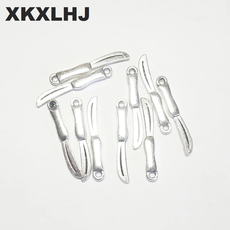 

XKXLHJ 20pcs New Charms Knife cooking kitchen 24*3.4mm Tibetan Silver Plated Pendants Antique Jewelry Making DIY Handmade Craft