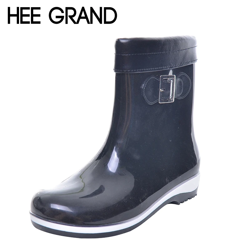 HEE GRAND/зимние резиновые сапоги для женщин нескользящие теплые на плоской подошве