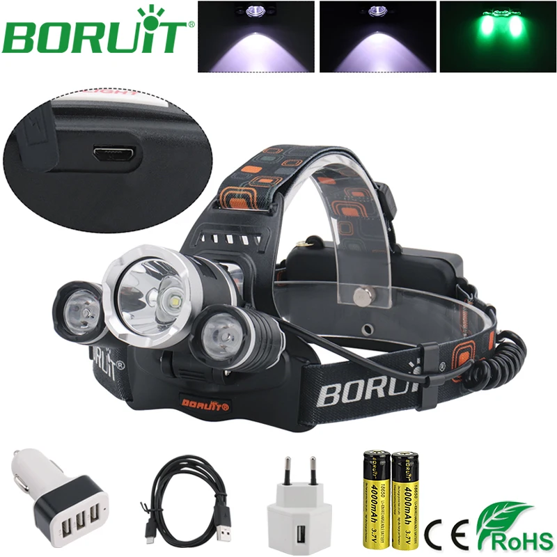 

BORUiT 2800lm T6 2R5 LED Headlamp Flashlight Rechargeable Headlights Waterproof Camping Hunting Head Torch Light 18650 Battery