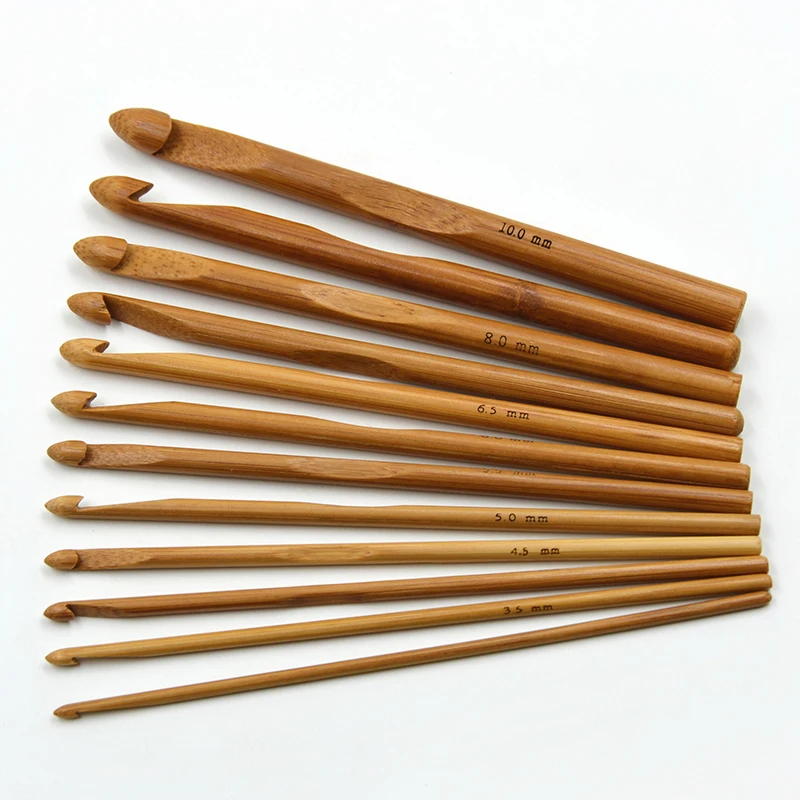 

12pcs/Set Bamboo Handle Knitting Hooks Needles Crochet Handmade Sewing Needles Knit Weave Crafts Home DIY Knitting Crochet Hooks