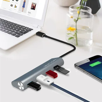 

Wavlink Aluminum USB 3.1 Type C to 4 port USB 3.0 High Speed USB C Hub support transfer rates up to 5Gbps For Laptop MacBook Pro