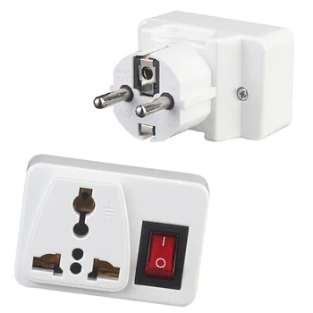 

International Travel Charger Power Socket With ON/OFF Switch Universal Electric Plug EU European German standard Power plug