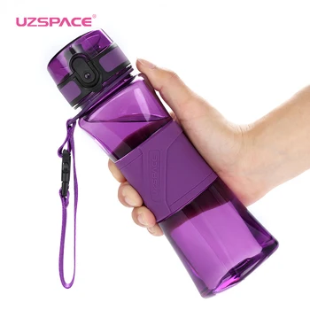 UZSPACE Shaker Sports Water Bottles Creative Camping Tour My Drink Bottle for Water 350/500ml Plastic Tritan Drinkware BPA Free 4