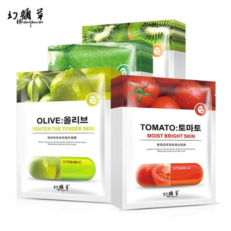 

Skin Care Facial Mask Kiwi Tomato Olives Aloe Plant Moisturizing Whitening Shrink Pores Oil Control Brighten Face Mask Care