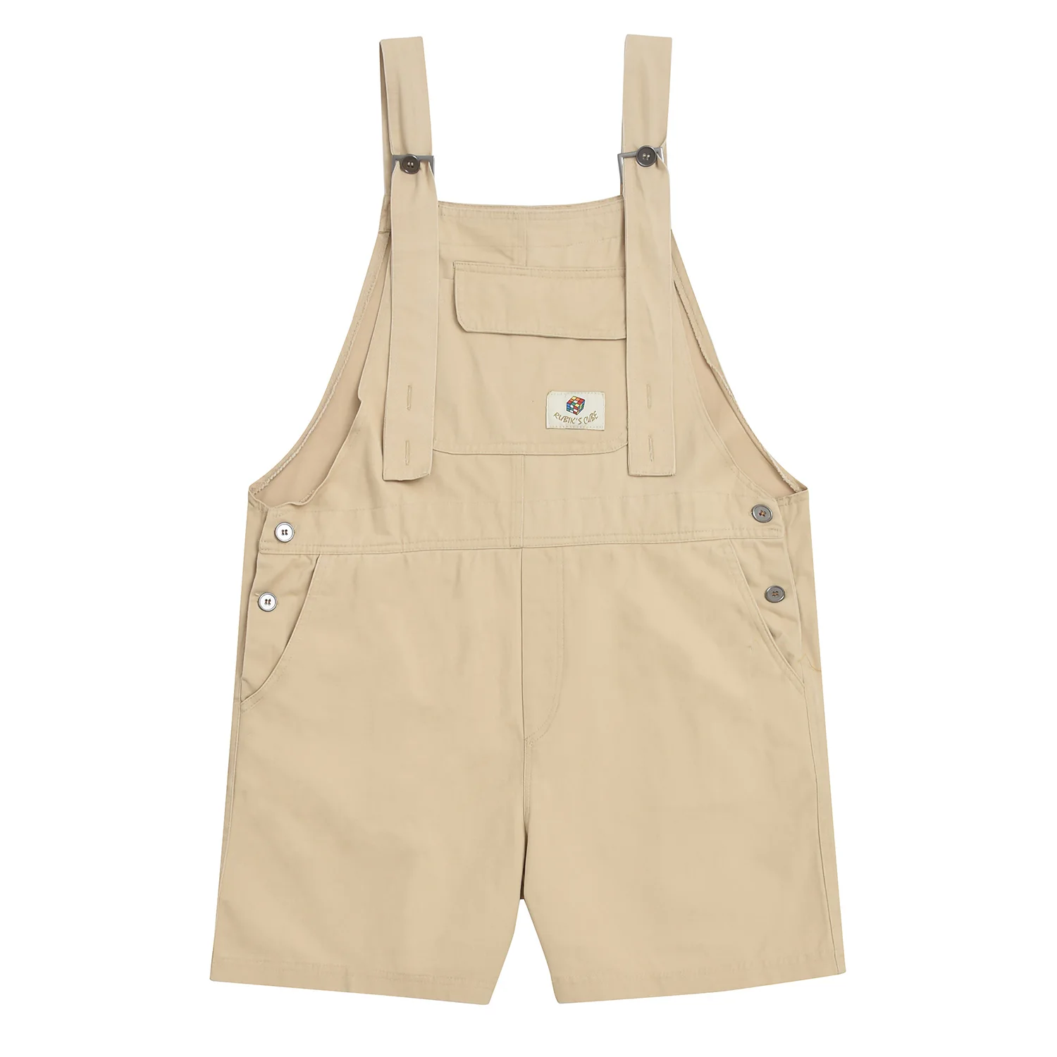

Casual Women Summer Overalls Denim Casual Khaki Short Rompers Loose Solid Strapless Paysuits Rubik's Cube Patch