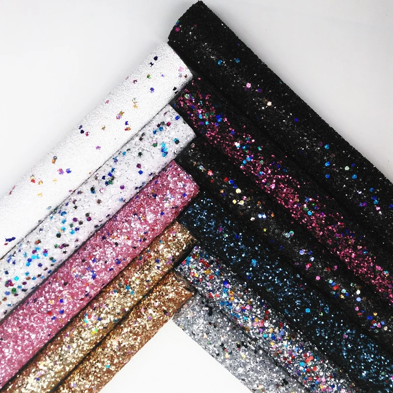 

Glitterwishcome 21X29CM A4 Size Chunky Glitter Leather Fabirc Leather fabric Vinyl for Bows, GM004A