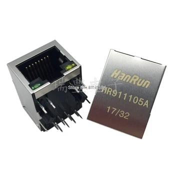 

Free shipping 50pcs/lot RJ45 single port Connector With Magnetics Module And LED HR911105A HR91105A