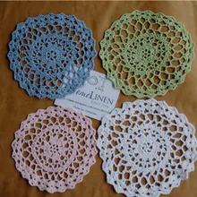 12 шт./партия, ручная работа, вязание крючком, Кружевная салфетка, cupmate, красочные салфетки, 5 цветов