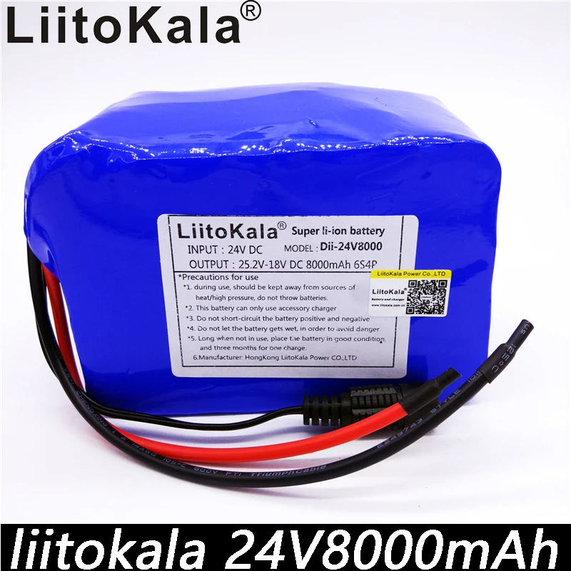 

Liitokala 24v8000mAh lithium ion battery pack 6S4P 18650 24v8Ah rechargeable battery large-capacity robot small motor battery