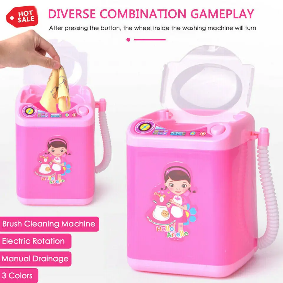 Mini Washing Machine Dollhouse Toy for Wash Makeup Brushes Decoration