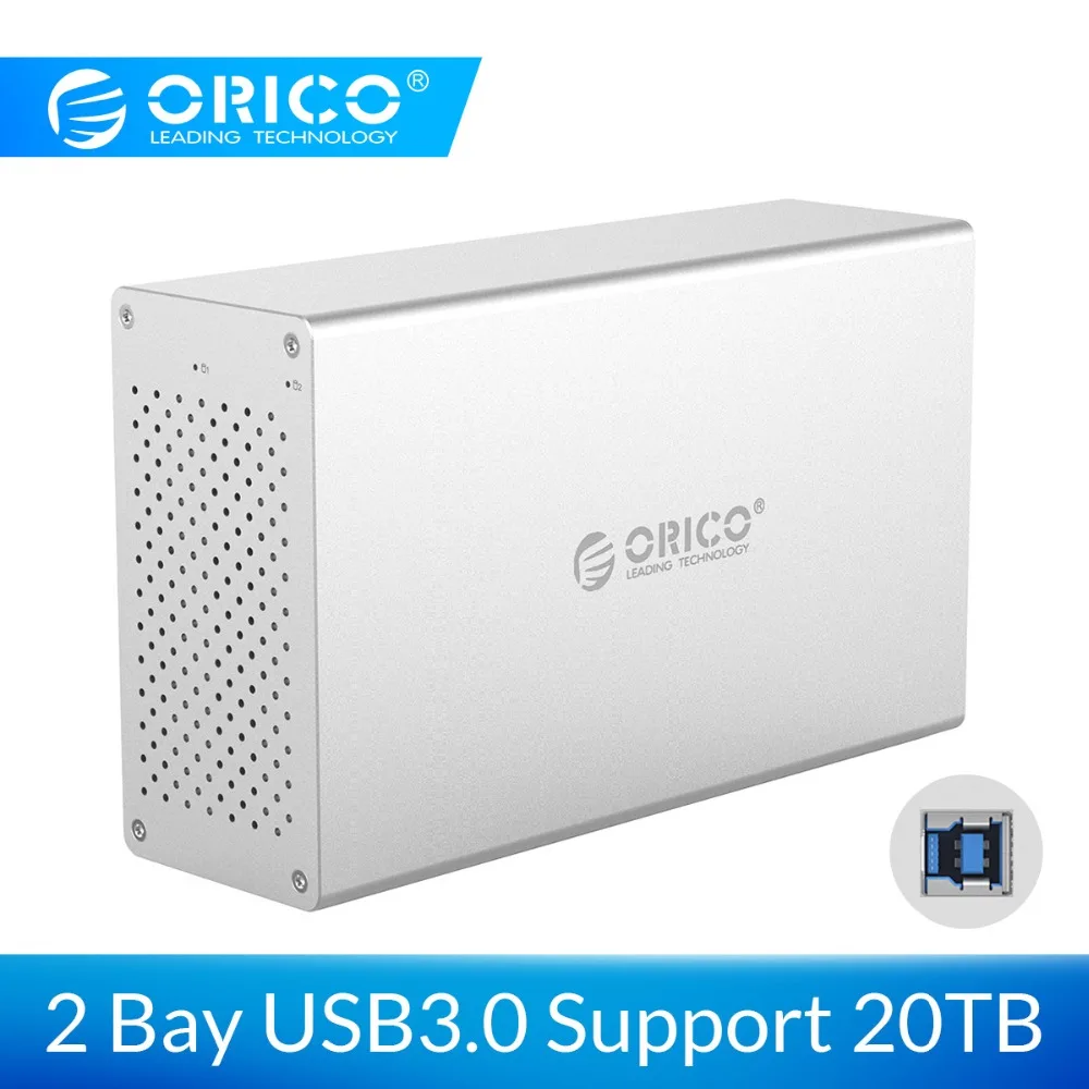 ORICO HDD корпус Dual Bay 3,5 дюйма SATA к USB3.0 5 Гбит алюминиевый корпус HDD внешний жесткий диск адаптер Box док-станция с usb-gортом