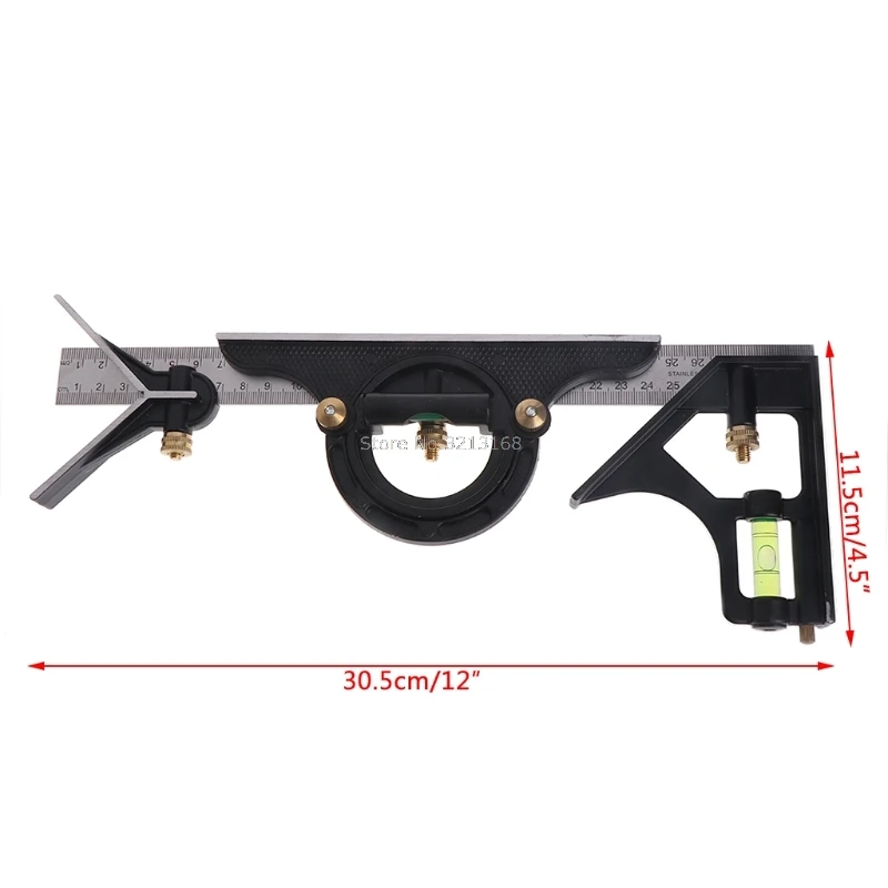 

1Pc 30cm Combination Tri-Square Ruler Level Steel Measuring Angle Tool Multi-purpose Dropshipping/323