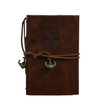 

1Pcs Spiral Notebook Diary Notepad Vintage Pirate Anchors PU Leather Note Book Replaceable Stationery Gift Traveler Journal