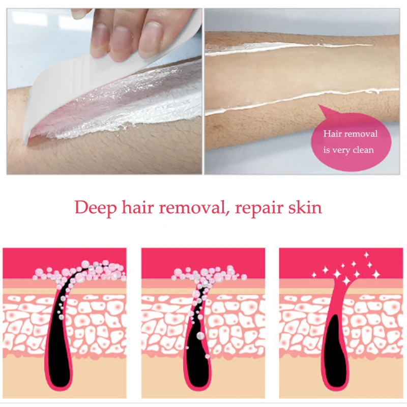 Organic Painless Depilatory Cream Legs Depilation Cream Hair Removal Armpit Women and Men Hair Removal Epilator with Wax Bean