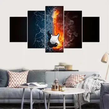 

Passion Canvas Wall Art Prints Ice and Fire Design Poster Guitar Decoration Music Instruments Music Home Decor Dropshipping