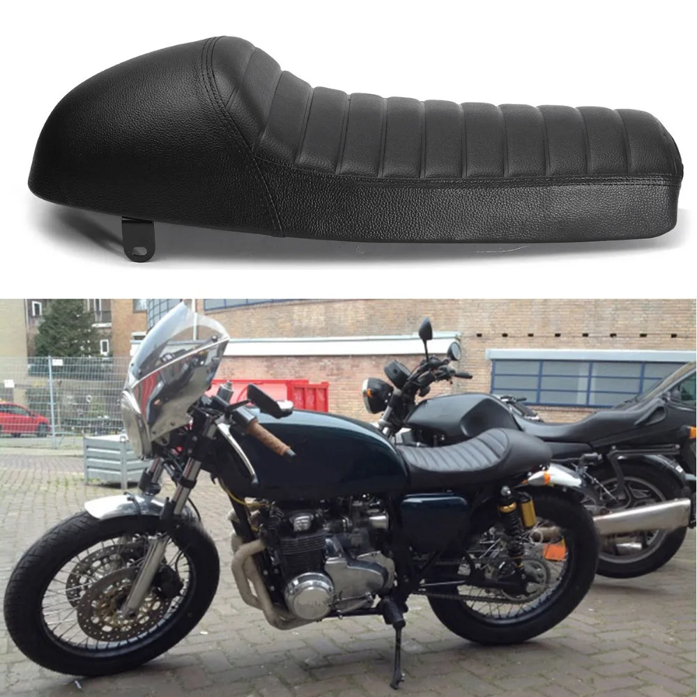 Motorcycle Seat PU Leather Vintage Seat Flat Saddle for CG125 GN CG CB200 CB350 CB400SS CB500 CB750 SR400 SR500 XJ XS 