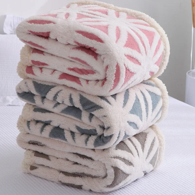 

New hot Jacquard 100% Ferret cashmere Fabric Super Soft Air-condition thickening Blanket free shipping discount good quality