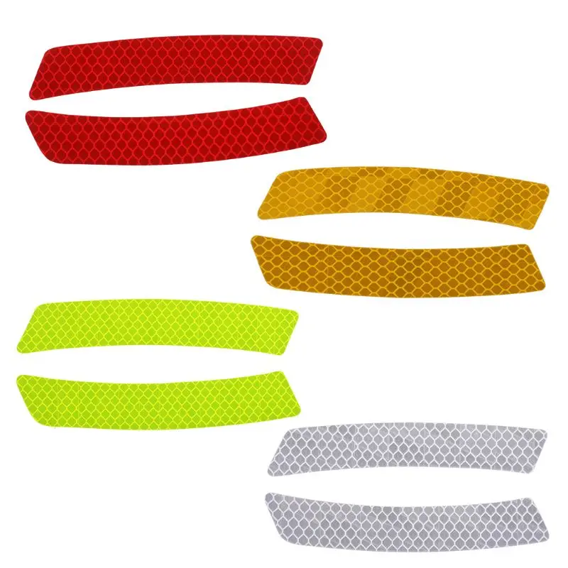 

New 2Pcs/Set Car Styling Motorbike Reflective Strip Stickers Warning Wheel Rim Eyebrow Warning Light Secure Reflector Stickers