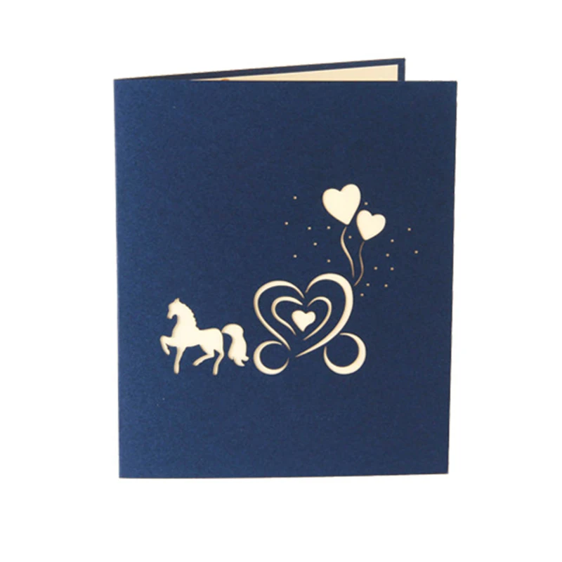  Brand New Horse Carriage 3D Pop- up Greeting /Invitation CardS By Chinese Paper-Cut Art 16x13 cm Ro - 32726063944