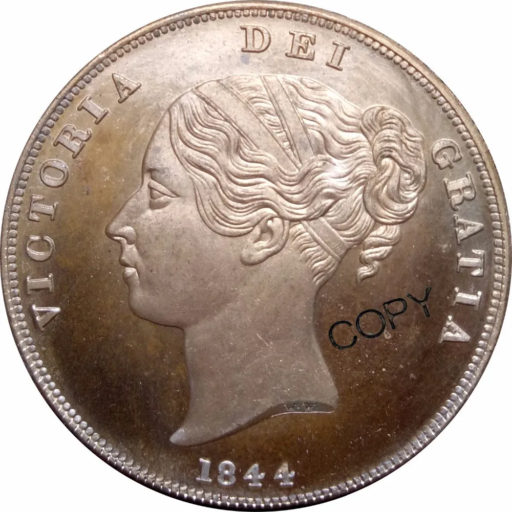 

Great Britain Victoria 1 Penny 1844 Red Copper Copy Coin