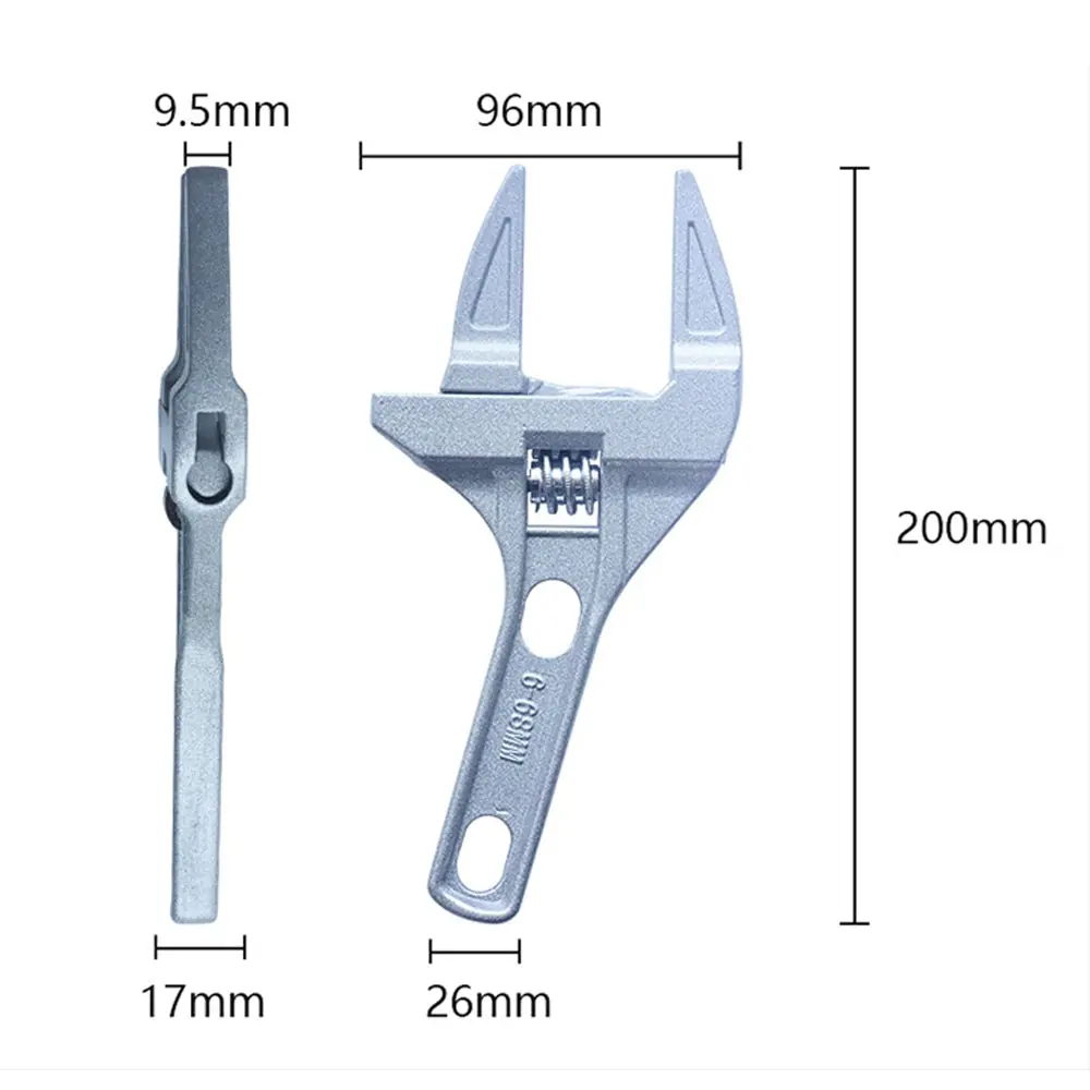 Регулируемый гаечный ключ из алюминиевого сплава, большой открытый ключ, универсальный гаечный ключ, инструмент для ремонта водопроводных труб, винт для ванной комнаты