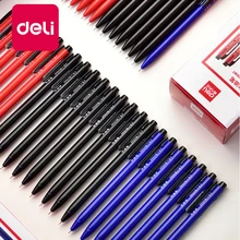 Deli 40PCS 0.7mm black/blue/red Press ballpoint Oil Pen Plastic gel neutral multi-function press Ballpoint Pen School Stationery japanese pilot lkfb 80ef multi function four color red blue black and green erasable pen gel pen multi function pen 1pcs lot