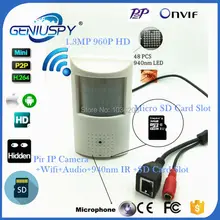 960P Audio Wifi Wireless Mini IP Camera 940nm Night Vision IR Camera IP Cam Indoor Security CCTV Pinhole IP Camera SD Card Slot