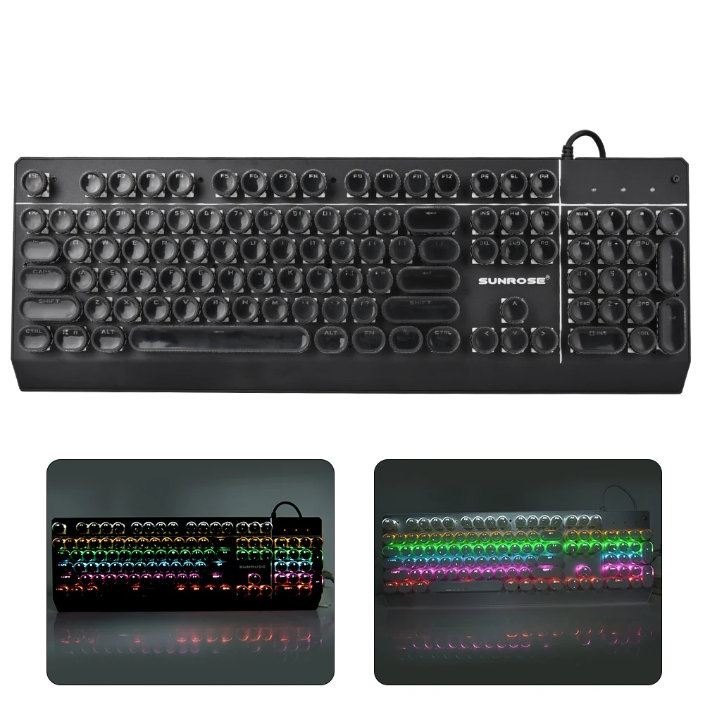 Sunrose T660 USB Проводная Механическая клавиатура 104 ключ игровая RGB клавиатура с подсветкой