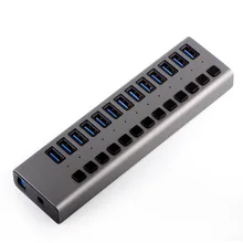 Acasis USB Hub 3,0 13 портов USB 3,0 концентратор Высокоскоростной разветвитель 5 Гбит/с Светодиодный индикатор с ЕС/США адаптер питания для ноутбука MacBook