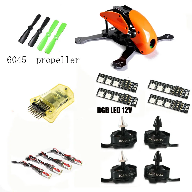 

DIY Robocat 270 quadcopter frame kit the frameMINI CC3D+ 2204 2300KV motorsWST BL 12A ESC