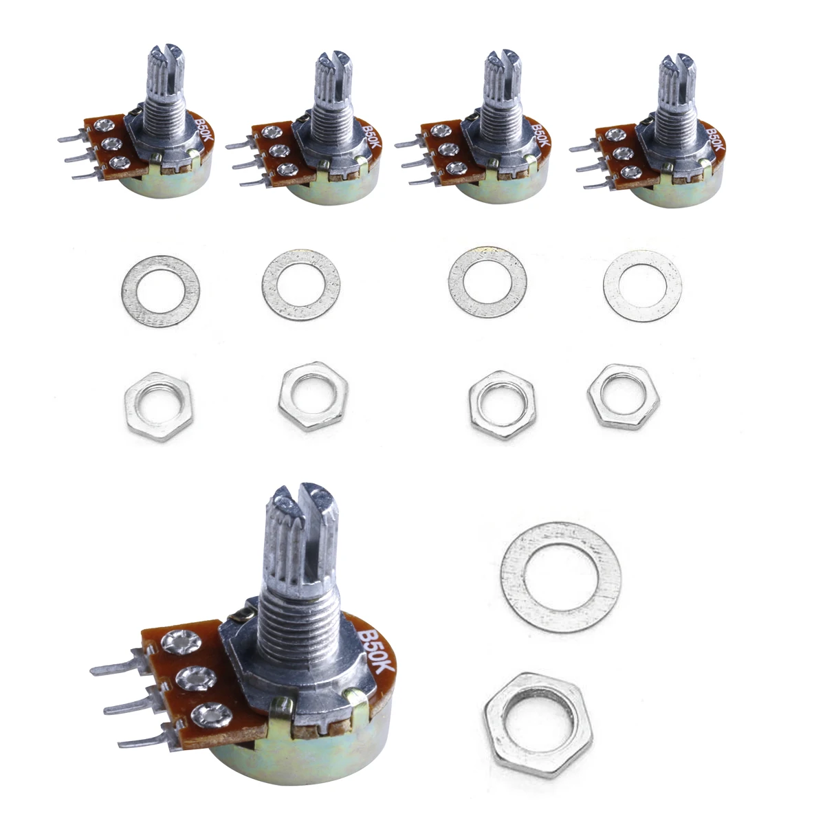

5Pcs 15mm 50K ohm Linear Taper Rotary Potentiometer Panel Pot #Aug.26