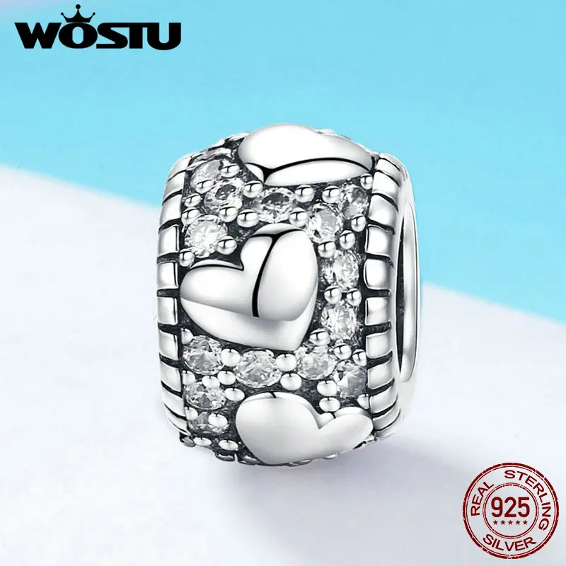 WOSTU 2019 Новое поступление кулон с ярким сердцем из серебра сделай сам браслет
