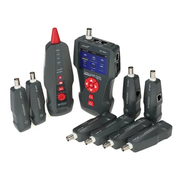 

Multi-functional LCD Network Cable Tester Wire Tracker RJ11 RJ45 BNC Wire Length Finder with 8 Remote Adapters PING POE Testing