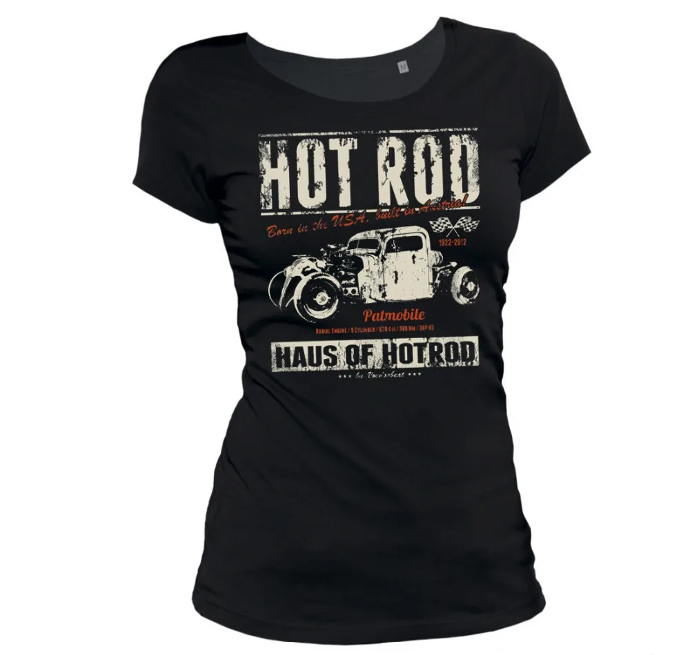 

2019 Fashion Summer T Shirt 2019 Fashion Hot Damen T-Shirt - Haus Of Hot Rod - Rockabella V8 Classic American Car Fans Tee shirt