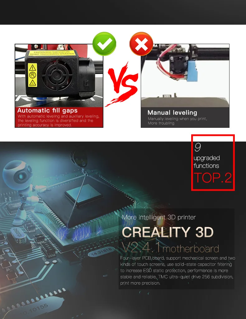 CREALITY 3D CR-10S Pro датчик автоматического выравнивания принтер 4,3 дюймов сенсорный ЖК-дисплей Печать накаливания обнаружения Funtion MeanWell power