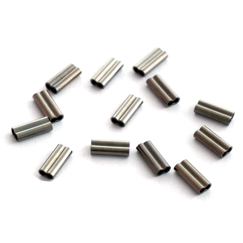 

100pcs Black Mini Double Barrel Copper Sleeves for Mono Steel Wire Crimps Fix Tube Saltwater Fishing Rigging Accessories