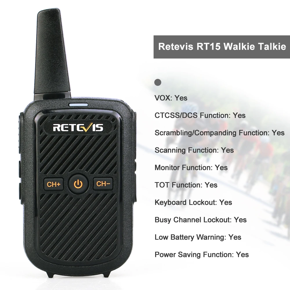 Retevis RT15 портативная рация 2 Вт UHF 400-470 МГц 2-полосная радио HF приемопередатчик CTCSS/DCS TOT VOX сканирование Интерком колонки Mic
