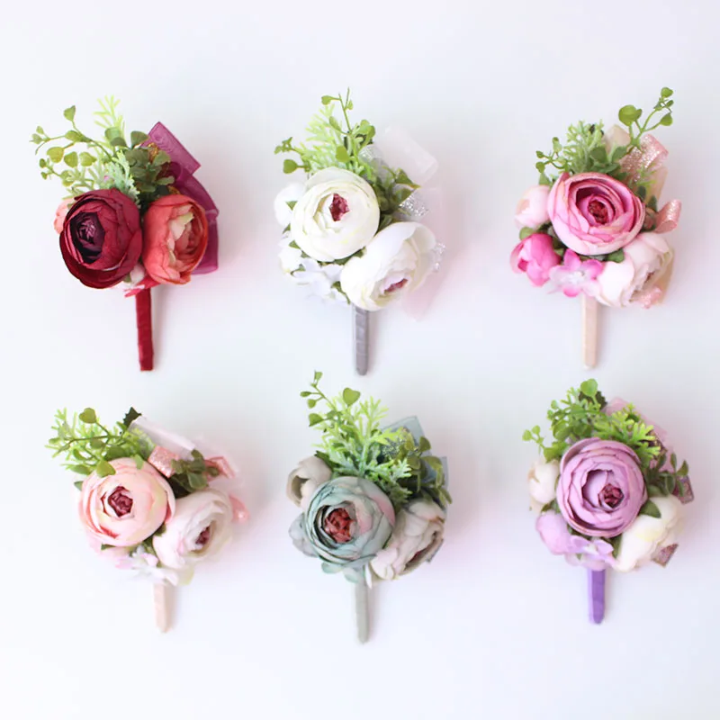 Wedding Corsages and Boutonnieres men groom artificial flowers  (8)