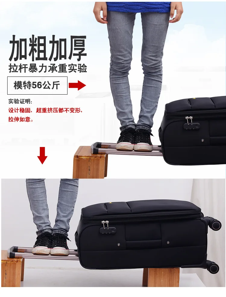 ZYJ Fabric Business Travel Airplane Rolling Luggages Men Women Suitcase Clothing Carry On Trolley Soft Luggage (16)
