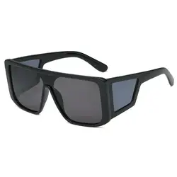 Новые модные мужские Квадратные Солнцезащитные очки женские солнцезащитные очки в стиле ретро, стимпанк линзы плоский верх (черный)